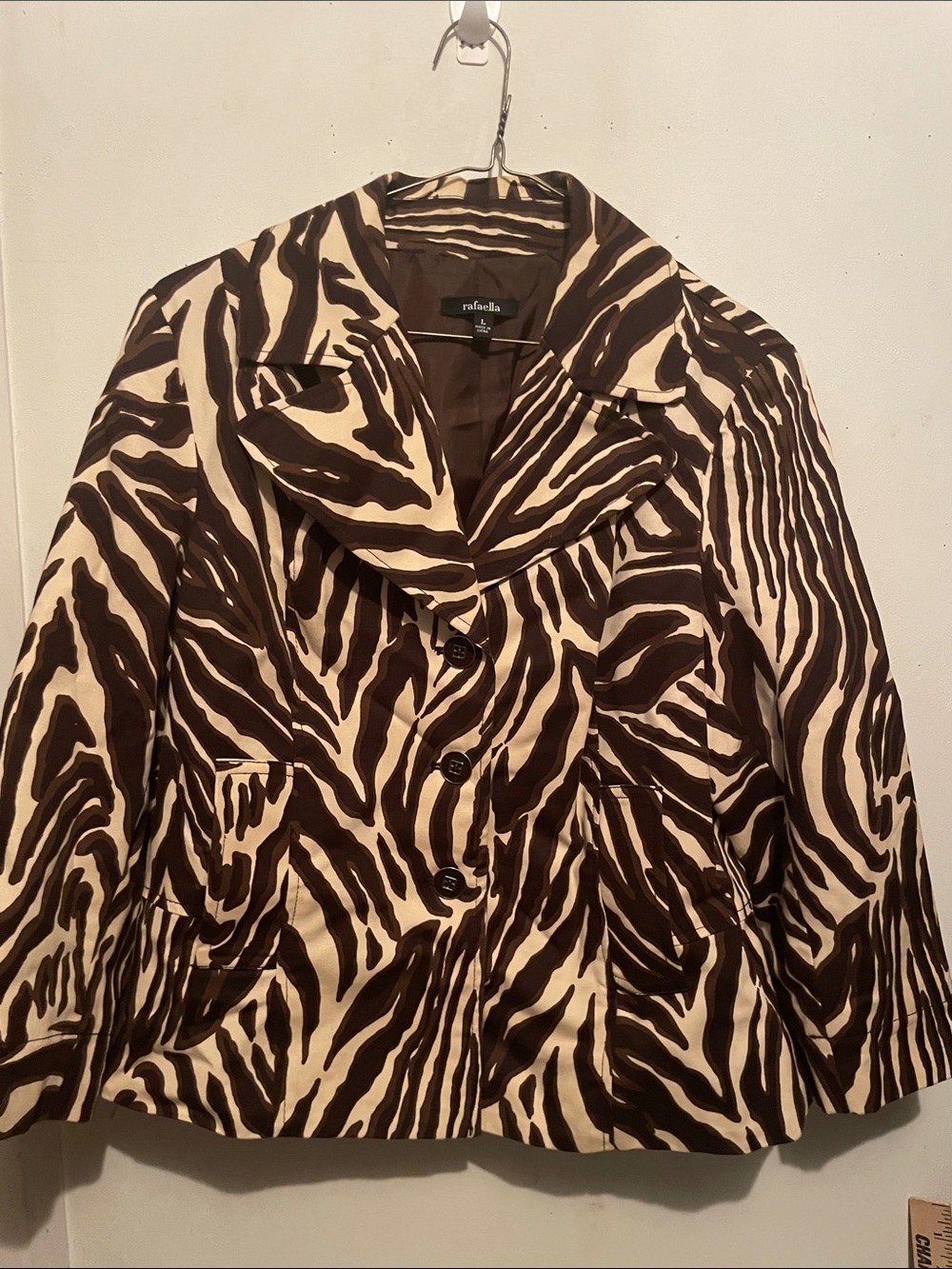 Rafaella Zebra-Print Brown and Cream Blazer